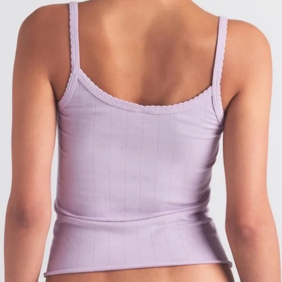 NWT SKIMS Drop Needle Pointelle Tank in Wisteria size L - Picture 2 of 3